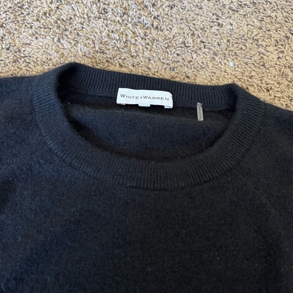 White + Warren Cashmere Crew Neck Sweater Black Large - Picture 2 of 7